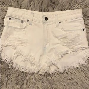 LF white jean shorts